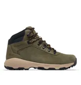 Botas de trekking Columbia modelo Newton Wander, de color verde militar con suela marrón claro y detalles en negro. Confeccionadas en gamuza impermeable con cordones bicolor y suela de alta tracción.