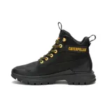 Bota Caterpillar color negro, con cordones amarillos, capellada de cuero tipo nubuck impermeable y suela de goma. Cuenta con forro interno de nylon en malla suave y plantilla acolchada de espuma. Incorpora tecnología Waterproof y CleanSport NXT.