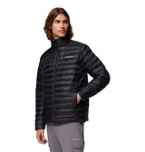 Campera puffer Columbia Corelite Down Jacket Omni-Shield de color negro, con diseño acolchado horizontal, cuello alto y cierre frontal completo. Cuenta con el logotipo de la marca bordado en el pecho.