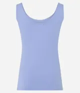 Blusa musculosa color gris claro, con escote en U y breteles anchos. Confeccionada en poliamida y poliéster.