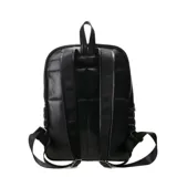 Mochila Tiffosi de diseño acolchado con patrón de cuadros, confeccionada en material sintético negro. Cuenta con un compartimento principal con cierre y un bolsillo frontal adicional con cierre, ambos con tiradores metálicos. Incluye un pequeño aplique metálico con el logo de la marca en la parte inferior.