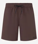 Bermuda deportiva masculina de corte holgado, color negro, con cintura elástica y cordón ajustable. Presenta un diseño minimalista con bolsillo trasero.