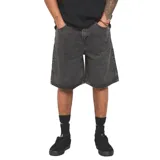 Bermuda de denim Quiksilver color negro con efecto acid wash, corte holgado y bolsillos delanteros y traseros.