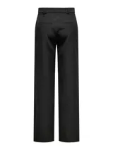 Pantalón sastrero negro de tiro alto, corte wide leg, con cierre de gancho y cremallera. Confeccionado en tejido twill, incluye pasacintos.
