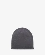 Gorro tipo beanie de punto, confeccionado en 100% cachemira, con diseño minimalista y borde enrollado.