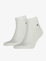 Pack de dos pares de medias tobilleras blancas con logo de Tommy Hilfiger.