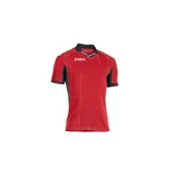 Remera deportiva Joma modelo Palermo, color rojo con detalles en negro en cuello y mangas.
