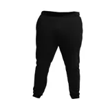Pantalón de jogging negro de tela suave absorbente de sudor, con bolsillos laterales y cintura elástica con cordón.