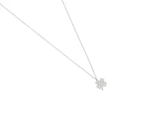 Collar de acero plateado con dije de trébol de cuatro hojas con circonias.