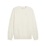 Buzo Puma unisex color crema, de corte regular, cuello redondo y mangas largas con puños y bajo acanalados. Presenta logo Puma bordado en el pecho.