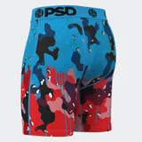 Calzoncillos bóxer de la marca PSD, con estampado de camuflaje en tonos azul, rojo, negro y blanco.