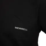Remera negra de corte holgado con bolsillo frontal en el lado izquierdo y logo de la marca estampado en el bolsillo.