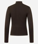 Campera deportiva Get Over de corte ajustado, color marrón, confeccionada en poliamida y elastano con textura acanalada, cuello alto y cierre frontal por cremallera.