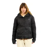 Campera Billabong Ride Puffer Anorak negra con capucha y cierre de botones a presión.