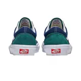 Zapatillas Vans Skate Old Skool color verde y azul con detalles en blanco.