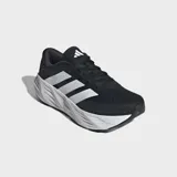 Championes de running Adidas Galaxy 8, de color negro con las tres tiras características en blanco en los laterales y entresuela gruesa de amortiguación blanca.
