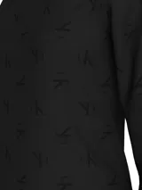 Remera de manga larga Calvin Klein Jeans color negro con cuello redondo y estampado de monograma CK en toda la prenda.