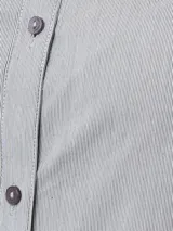 Camisa rayada de manga larga, confeccionada en mezcla de algodón, con cuello camisero clásico y cierre frontal de botones.