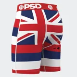 Calzoncillos bóxer de la marca PSD con diseño de la bandera de Hawaii y el logo de la marca en la cintura.