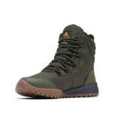 Bota de caña media Columbia Fairbanks, color verde oliva, con tecnología impermeable Omni-Tech y forro térmico reflectante Omni-Heat. Presenta parte superior de tejido Cordura resistente, entresuela acolchada TechLite para mayor comodidad y suela de goma Omni-Grip con tracción avanzada.