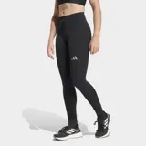 Calza deportiva larga de running Adidas, color negro, con ajuste ceñido, cintura alta con cordón de ajuste y bolsillos laterales en los muslos. Cuenta con tecnología CLIMACOOL y logo reflectivo.