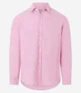 Camisa de manga larga Marfinno con cuello camisero y abotonadura frontal, confeccionada en tejido plano de lino y algodón.