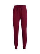 Pantalón de jogging Under Armour, modelo Rival Fleece, color bordó. Cuenta con cintura elástica con cordón de ajuste, bolsillos laterales y puños acanalados en los tobillos. Presenta el logo de la marca bordado en la pierna derecha.