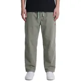 Pantalón de pana de corte relajado, color verde militar, con cintura elástica y cordón ajustable.