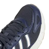 Championes Adidas modelo Eclyptix 2000, color azul marino con detalles en blanco y suela color arena. Presentan un diseño inspirado en el running de los años 2000, con capellada de malla y refuerzos sintéticos, y mediasuela Cloudfoam para mayor amortiguación.