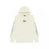 Canguro color crema con capucha, logo de Vans estampado en el pecho y diseño de llamas en las mangas.