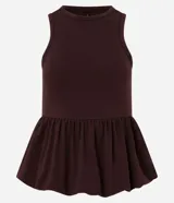 Musculosa color marrón con cuello redondo y corte globo.