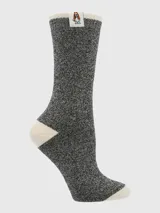 Calcetines grises jaspeados con puño, talón y puntera en color crema.