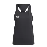 Musculosa deportiva Adidas modelo Adizero Essentials, color negro, con diseño de espalda de nadador y logo de la marca estampado en blanco en el pecho. Confeccionada con tecnología Aeroready para mayor transpirabilidad.