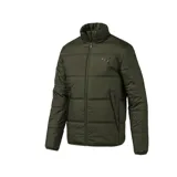 Campera puffer color verde militar, con cierre frontal, cuello alto y logo de Puma estampado en el pecho.