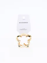 Pinza de pelo dorada con forma de flor de cinco pétalos.