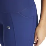 Calza de running Adidas de largo 7/8, color azul intenso, con ajuste ceñido, cintura elástica con cordón de ajuste y bolsillos laterales en el muslo.