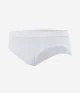 Calzoncillo slip blanco de algodón con cintura elástica con logo de la marca Lupo.