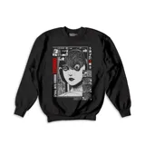 Buzo de cuello redondo y manga larga, color negro, con estampado gráfico frontal inspirado en el manga Uzumaki de Junji Ito.