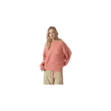 Sweater de punto trenzado de Eme Studios en color coral, con cuello redondo y el logotipo de la marca bordado en el pecho.