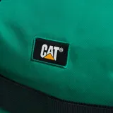 Mochila verde Caterpillar modelo Melbourne Backpack, con dos compartimentos grandes con cremallera, correas de hombro ajustables de Airmesh, compartimento para portátil, bolsillos laterales elásticos y correas frontales para skateboard.