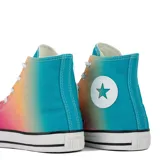 Championes Converse Chuck Taylor All Star de caña alta con degradado de colores que van del celeste al rosado.