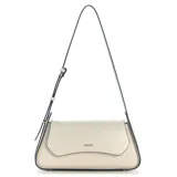 Cartera tipo shoulder bag Guess modelo Xena, color gris topo con acabado texturizado simil cuero, solapa frontal con cierre magnético y detalle de logo dorado. Cuenta con correa ajustable y herrajes metálicos.