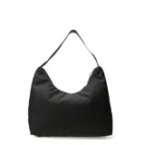 Bolso hobo negro con logo Puma estampado en blanco.