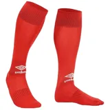 Medias de fútbol Umbro de caña alta, color rojo, con el logo de la marca bordado en blanco en la parte frontal del tobillo.