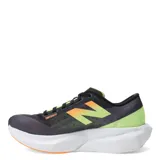 Championes New Balance Rebel V4, color gris oscuro con detalles en amarillo y naranja.