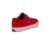 Zapatillas Quiksilver modelo Zuma, color rojo con suela blanca y cordones grises, confeccionadas en lona y diseño urbano de corte bajo.