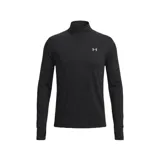 Buzo deportivo Under Armour modelo Velocity 1/4 Zip, color negro, con cuello alto, cierre parcial de un cuarto y mangas largas con aberturas para los pulgares. Logo reflectante de la marca en el pecho.