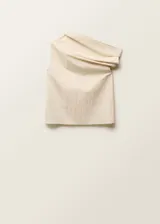 Blusa sin mangas de diseño recto con cuello asimétrico y drapeado, confeccionada en una mezcla de algodón y poliamida.
