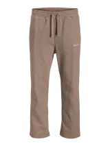 Pantalón de jogging color marrón claro, de algodón y poliéster reciclado, con cintura elástica ajustable con cordón, corte relajado y logo bordado en blanco.