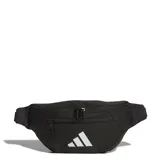 Riñonera Adidas Essentials Waist Bag de color negro, confeccionada en tejido resistente, con compartimento principal con cierre, bolsillo frontal adicional y el logotipo de la marca impreso en blanco. Cuenta con correa ajustable para la cintura.